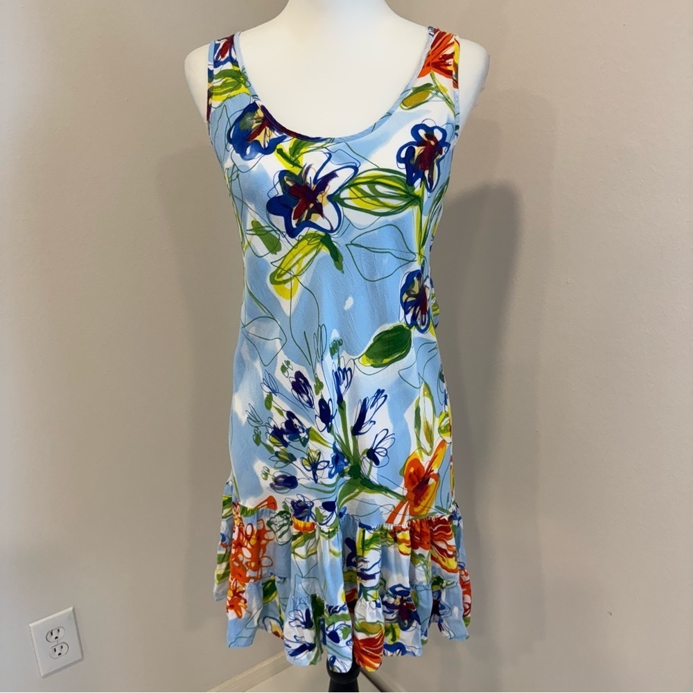 Jams World Hawaii Floral Shift Dress Sleeveless Artsy Resort Beach Colorful XS